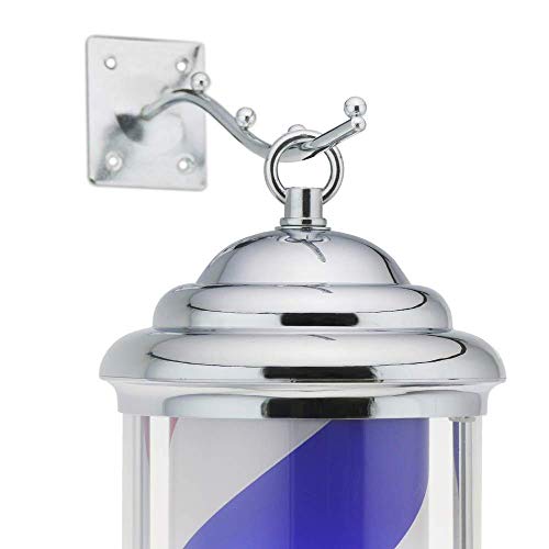 Poste de Barbero Luminoso y Giratorio para Peluquería, Barbería y Salón de Belleza, con Rayas de Colores Rojo Blanco y Azul, Varios Modelos y Colores para Elegir (Modelo A)