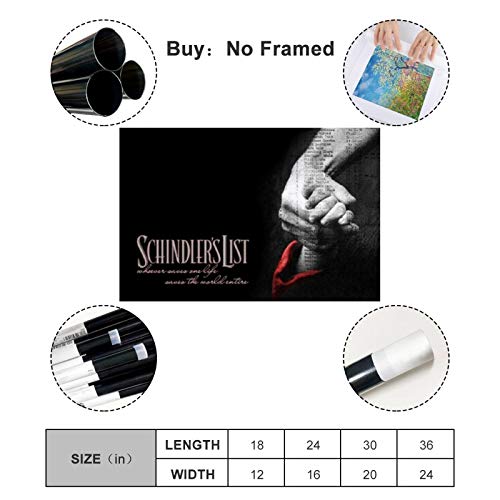 Póster de la historia de la guerra de DRAGON VINES Schindler's List, sobre lienzo para dormitorio, oficina, 60 x 90 cm