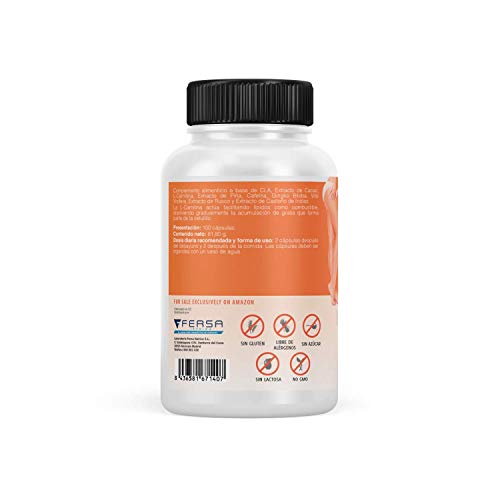 Potente Anticelulítico y Reductor Intensivo | Cápsulas Anticelulitis | Elimina la piel de naranja de forma eficaz | Fórmula completa de rápida actuación con CLA, l-carnitina y cafeina | 100 cápsulas