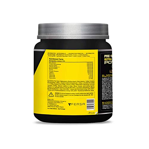 Potente Pre-Entreno & Estimulante Energético | Beta Alanina, Creatina, L-Arginina, Taurina | Músculos mas fuertes, Entrenamientos más intensivos | Incrementa la fuerza y resistencia | 300 gr sandía