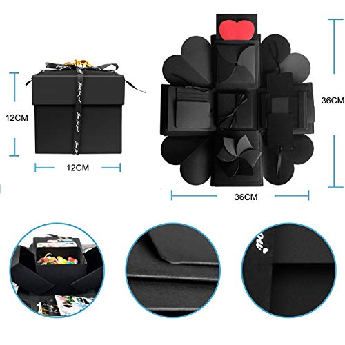 Powcan Caja de Regalo Creative Explosion Love Memory DIY Álbum de Fotos cumpleaños, una Sorpresa sobre el Amor, Negro. (Caja de Regalo)
