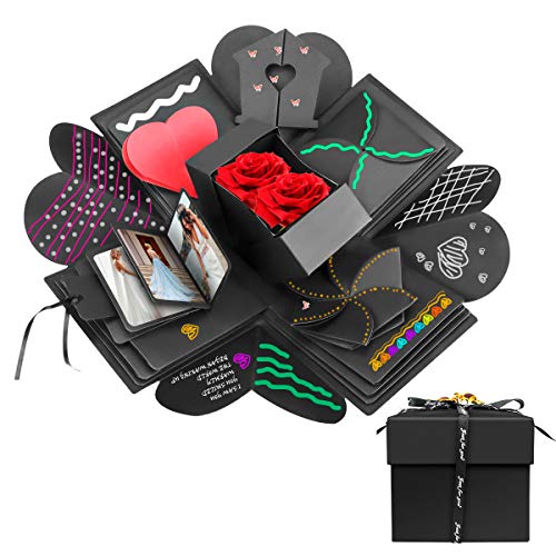Powcan Caja de Regalo Creative Explosion Love Memory DIY Álbum de Fotos cumpleaños, una Sorpresa sobre el Amor, Negro. (Caja de Regalo)