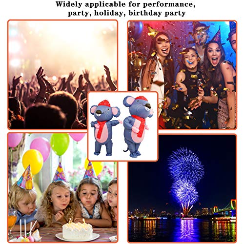 Powcan Disfraz Inflable Disfraz de ratón Adulto con Ventilador Lleno de Aire Disfraz Disfraz de Gran tamaño Mono Divertido para cumpleaños, Fiesta, Halloween, Boda, Vacaciones, Cosplay, L