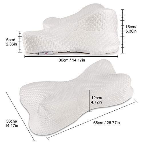 Power Of Nature Almohada Cervical, Almohada Ergonómica con Memoria de Forma para Dormir de Lado/Espalda/estómago, para aliviar el Dolor de Cuello y Hombros, Funda Lavable de Diseño (68 * 36 * 16CM)