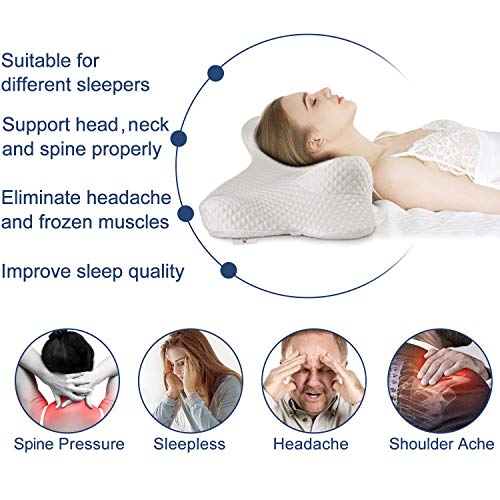 Power Of Nature Almohada Cervical, Almohada Ergonómica con Memoria de Forma para Dormir de Lado/Espalda/estómago, para aliviar el Dolor de Cuello y Hombros, Funda Lavable de Diseño (68 * 36 * 16CM)