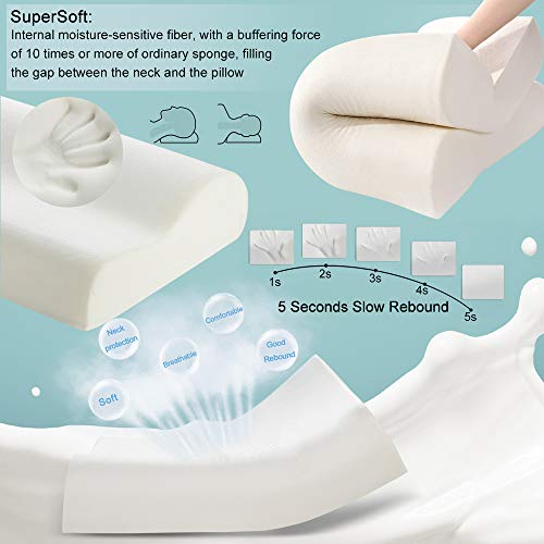 Power Of Nature Almohada Viscoelastica, Almohada Cervical con Altura Ajustable, Reduce Dolores Cervicales，Forma Ergonómica Adecuada para Todos los Durmientes, Cubierta de Fibra de Bambú