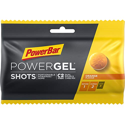 PowerBar PowerGel Shots Orange 16x60g - Gomas de Alta Energía de Carbono + C2MAX Magnesio y Sodio