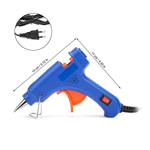 Powerextra Mini Pistola de Silicona Caliente 20W - Pistola de Pegamento con 50pcs Barras para Manualidades DIY Reparaciones en el Hogar Art Reparaciones Decoración del Festival