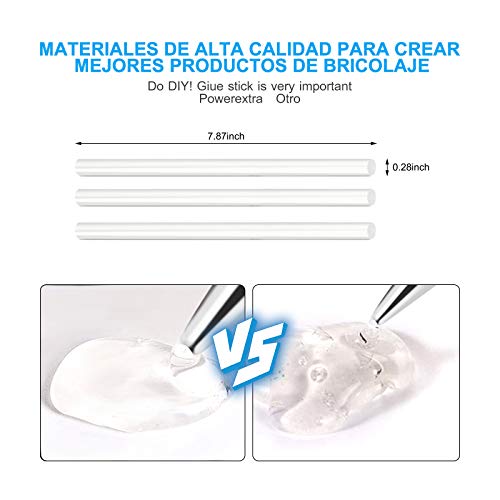 Powerextra Mini Pistola de Silicona Caliente 20W - Pistola de Pegamento con 50pcs Barras para Manualidades DIY Reparaciones en el Hogar Art Reparaciones Decoración del Festival