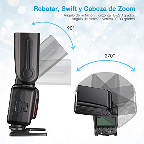 Powerextra Pantalla LCD Flash Speedlite, 2.4G Kit de Transmisor de Disparador de Flash Inalámbrico para Canon Nikon Pentax Panasonic Olympus y Sony DSLR Cámara, Cámaras Digitales con Zapata Estándar