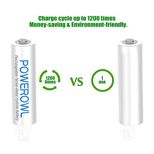 POWEROWL Pilas Recargables AAA Precarga 1000mAh Alta Capacidad 1.2V Ni-MH Recargable AAA Pilas Baja Autodescarga (8 Piezas, Recargable Aproximadamente 1200 Veces)