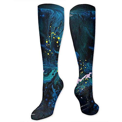 PPPPPRussell Novelty Socks Calze alte al ginocchio Creativo Superficie dell'acqua Colore Contrasto Illustrazione Calze Sport Calze da ginnastica Calze a tubo Calze divertenti per uomo Donna