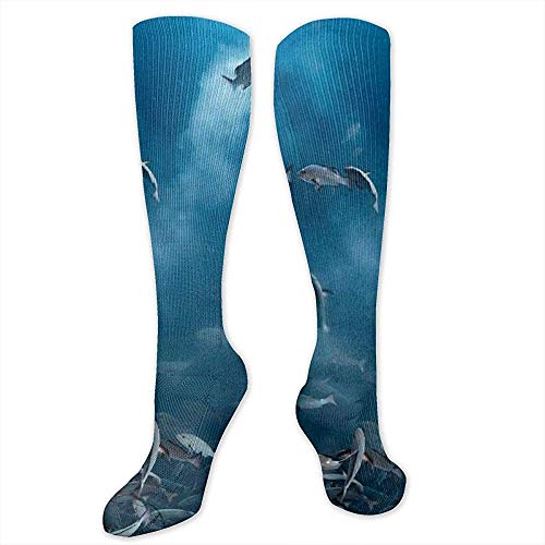 PPPPPRussell Novelty Socks Calzini alti al ginocchio Pesce Sott'acqua Calzini a compressione Sport Calzini sportivi Calze a tubo Calze lunghe Calze regalo divertenti per uomo Donna