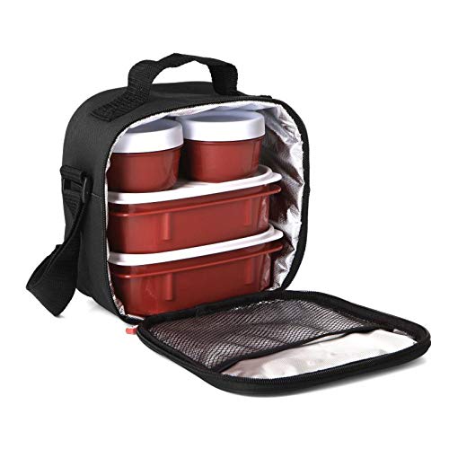 PracticFood - Urban Food Negro con Cubiertos Laken. Bolsa Térmica Porta Alimentos con Tapers Herméticos