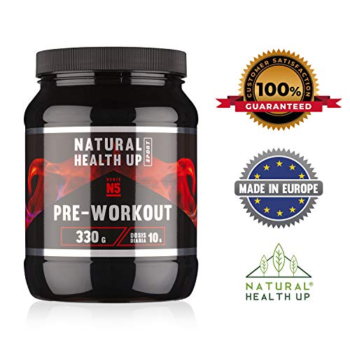 Pre entreno con arginina y creatina para un mejor rendimiento deportivo – Pre-entreno con vitaminas B3 y B6 para el crecimiento muscular – Sabor frutas del bosque – 330 gramos (Frutas del Bosque)