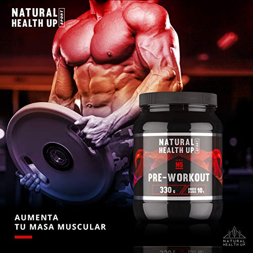 Pre entreno con arginina y creatina para un mejor rendimiento deportivo – Pre-entreno con vitaminas B3 y B6 para el crecimiento muscular – Sabor frutas del bosque – 330 gramos (Frutas del Bosque)