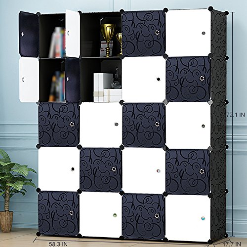 PREMAG Armario portátil para Colgar la Ropa, ropero Combinado, Armario Modular para Ahorrar Espacio, Ideal Organizador de Almacenamiento Cubo para Libros, Juguetes, Toallas (20-Cube)