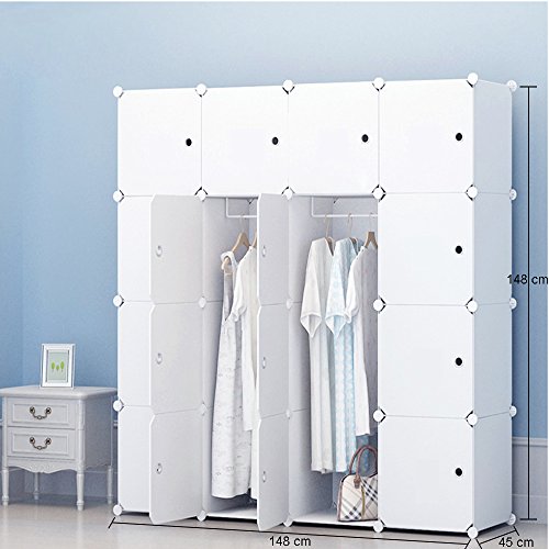 PREMAG - Guardarropa portátil para colgar ropa, armario combinado, armario modular para ahorrar espacio, organizador ideal para libros, juguetes