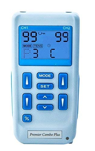 Premier Plus EM6300P Electroestimulador Digital Masaje EMS TENS, Pantalla LCD, 2 Canales, 16 Electrodos Autoadhesivos Totalmente Recargable Con 30 Programas de Preajuste