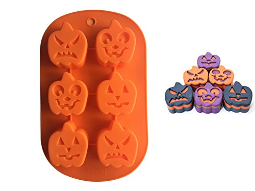 Premium Antiadherente Moldes para tartas, FantasyDay Moldes de Silicona para Caramelos, Chocolate, Hornear, Tarta, Galletas, Jabón, Hielo - Antiadherente Apto Para Lavavajillas Y Microondas - Calabaza de Halloween