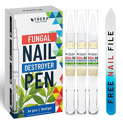 Premium Fungal Nail Pen, Fungus Stop for Toe and Finger Nail - 3pcs Kit 3ml/pcs - Contains Tea Tree Oil & Argan Oil - Free Nail File