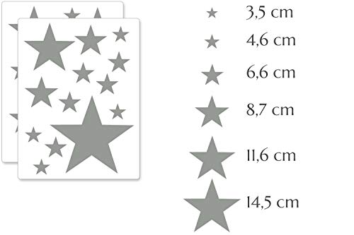 PREMYO 25 Estrellas Pegatinas Pared Infantil - Vinilos Decorativos Habitación Bebé Niños - Fácil de Poner Gris
