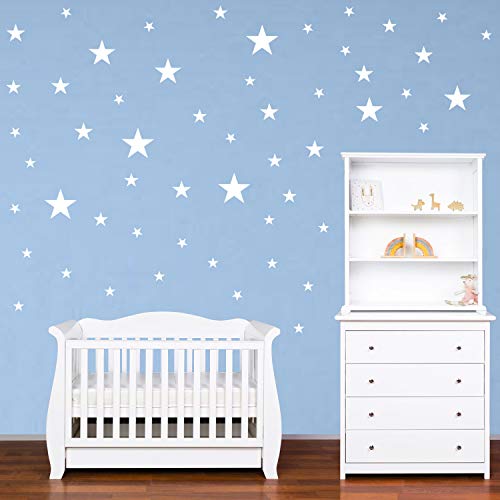 PREMYO 54 Estrellas Pegatinas Pared Infantil - Vinilos Decorativos Habitación Bebé Niños - Fácil de Poner Blanco