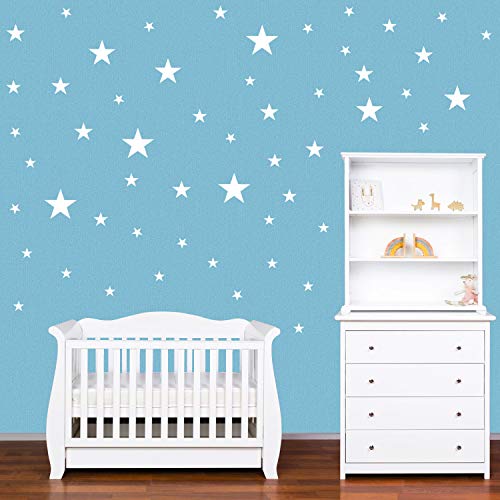 PREMYO 54 Estrellas Pegatinas Pared Infantil - Vinilos Decorativos Habitación Bebé Niños - Fácil de Poner Blanco