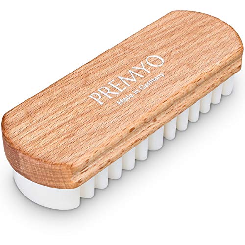 PREMYO Cepillo para gamuza brinda un cuidado suave al nobuck, velour, ante o cuero de grano completo. Cepillo para zapatos de ante. Cepillo crepe suave para una limpieza protegiendo todos los cueros