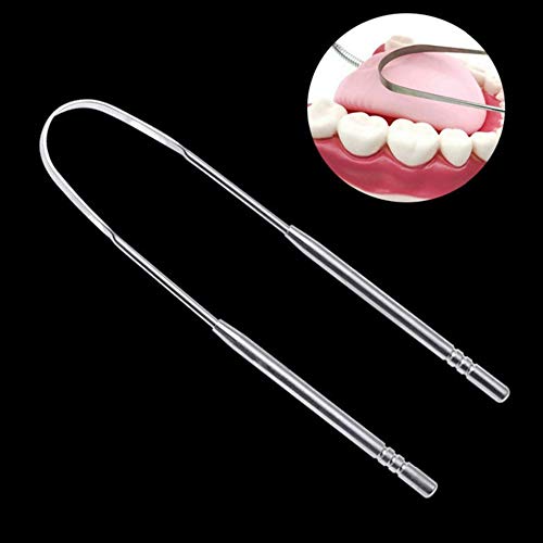 Prenine Limpiador de raspador de Lengua de Acero Inoxidable, Limpieza de Aliento Fresco Cepillo de Dientes de Lengua Recubierto Herramientas de Cuidado de higiene Oral