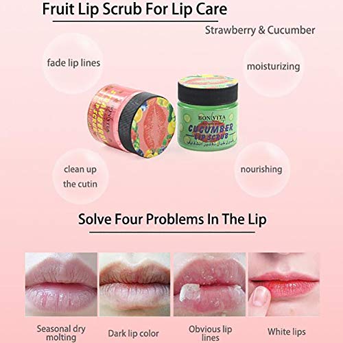 Pretty Comy Exfoliante labial exfoliante hidratante Crema labial nutritiva Labios Aligerar Sabor a fresa y pepino