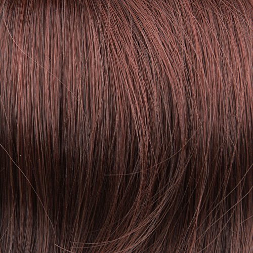 Prettyland - DH254 pelo largo Extensión de cabello, Peluca Cola de Caballo ondulada con clips- R06 rojo caoba