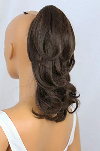 PRETTYSHOP 35 cm clip de la extensión del postizo voluminosa corrugado hecho de fibras sintéticas resistentes Marrón oscuro # 6 H131