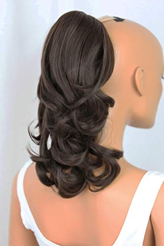PRETTYSHOP 35 cm clip de la extensión del postizo voluminosa corrugado hecho de fibras sintéticas resistentes Marrón oscuro # 6 H131