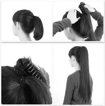 PRETTYSHOP 35 cm clip de la extensión del postizo voluminosa corrugado hecho de fibras sintéticas resistentes Marrón oscuro # 6 H131