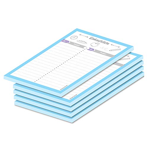 Pricaro Allerlei - Lista de la compra (magnético, A6, 25 hojas, 5 unidades), color azul claro