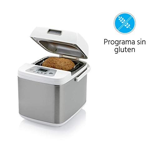 Princess 152007 - Panificadora Deluxe, capacidad de 750 gramos, 19 programas digitales, 1 programa especial sin gluten, 500 w, acero inoxidable, Gris