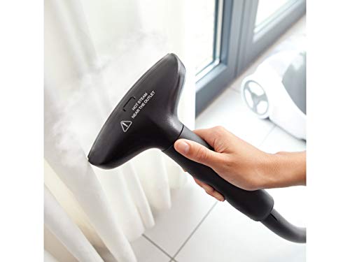 Princess 332834 Plancha de vapor, barra para colgar ajustable, calienta en 45 segundos, mata las bacterias y los ácaros del polvo, puede usarse para hacer productos hipoalergénicos, 1500 W