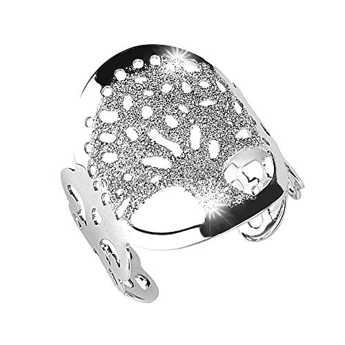 PRINCIPIO® - Anillo Mujer Árbol De La Vida Grande de Plata 925 Joyas Originales Chicas Jóvenes Ajustables con Hermosa Caja de Regalo