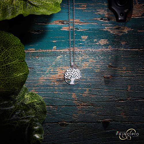 Principio® – Collar para mujer árbol de la Vida Plata 925 – Fabricado en Italia – joyas Chica Original ajustable con Bonita caja de regalo