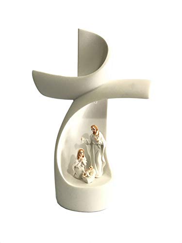Pripimar Belén en Cruz Moderna con luz. Hecho en Resina | Es un Belén Que Puedes Poner en Cualquier Lugar de la casa | Ocupa Poco Espacio | Decoración Navideña
