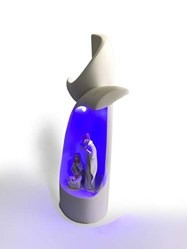 Pripimar Belén en Cruz Moderna con luz. Hecho en Resina | Es un Belén Que Puedes Poner en Cualquier Lugar de la casa | Ocupa Poco Espacio | Decoración Navideña