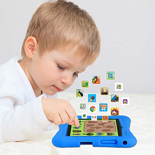 Pritom Tablet para niños de 7 pulgadas | Quad Core Android, 1GB RAM + 16GB ROM | WiFi | Educación, juegos, control parental, software para niños preinstalado con estuche para tableta para niños (azul)
