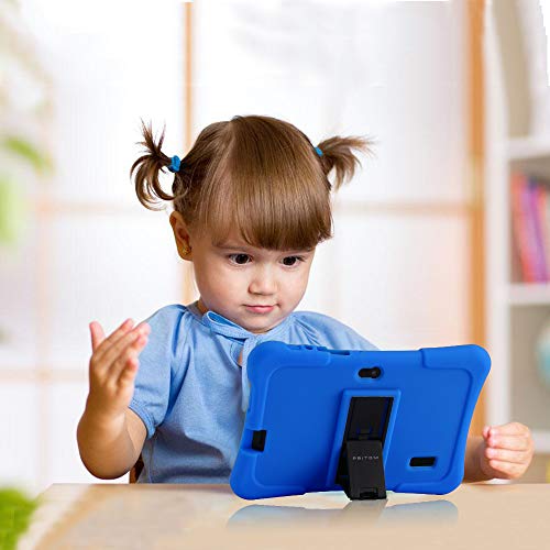 Pritom Tablet para niños de 7 pulgadas | Quad Core Android, 1GB RAM + 16GB ROM | WiFi | Educación, juegos, control parental, software para niños preinstalado con estuche para tableta para niños (azul)