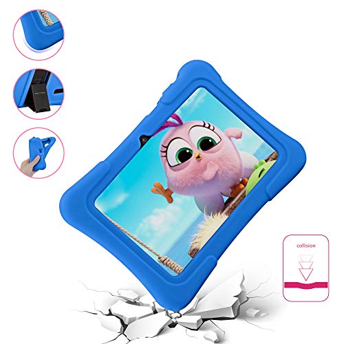 Pritom Tablet para niños de 7 pulgadas | Quad Core Android, 1GB RAM + 16GB ROM | WiFi | Educación, juegos, control parental, software para niños preinstalado con estuche para tableta para niños (azul)