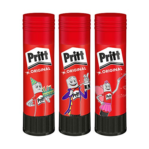 Pritt Barra Adhesiva, pegamento infantil seguro para niños para manualidades, cola universal de adhesión fuerte para estuche escolar y oficina, 2+1 x 22 g Pritt Stick