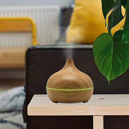 PRIXTON Hidra H5W - Humidificador/Difusor Aceites Esenciales válido para Aromaterapia, Depósito 300 ml, luz LED Nocturna, Temporizador 1-3-6 h, Ambientador, Humidificador, Difusor de Aromas