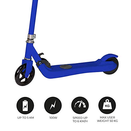 PRIXTON SCO500 - Patinete Electrico Plegable para Niño y Niña/Scooter Eléctrico Infantil Unisex, Velocidad máxima 6km/h, Autonomía 5 km, Aluminio de Alta Resistencia, Color Azul