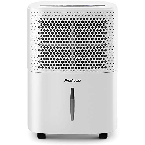 Pro Breeze Deshumidificador 12L / día con Pantalla Digital de Humedad, Modo de Reposo, Drenaje Continuo, Secado de Ropa y Temporizador de 24 Horas: Ideal para Humedad y condensación