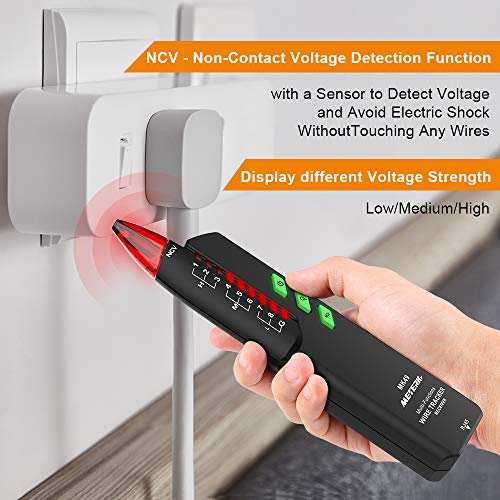 Probador de Cable, Meterk Comprobador de Cables, Buscador de Líneas Rastreador de Cables RJ11 RJ45, Comprobación de continuidad Sensibilidad ajustable, Linterna LED, Indicación de batería baja